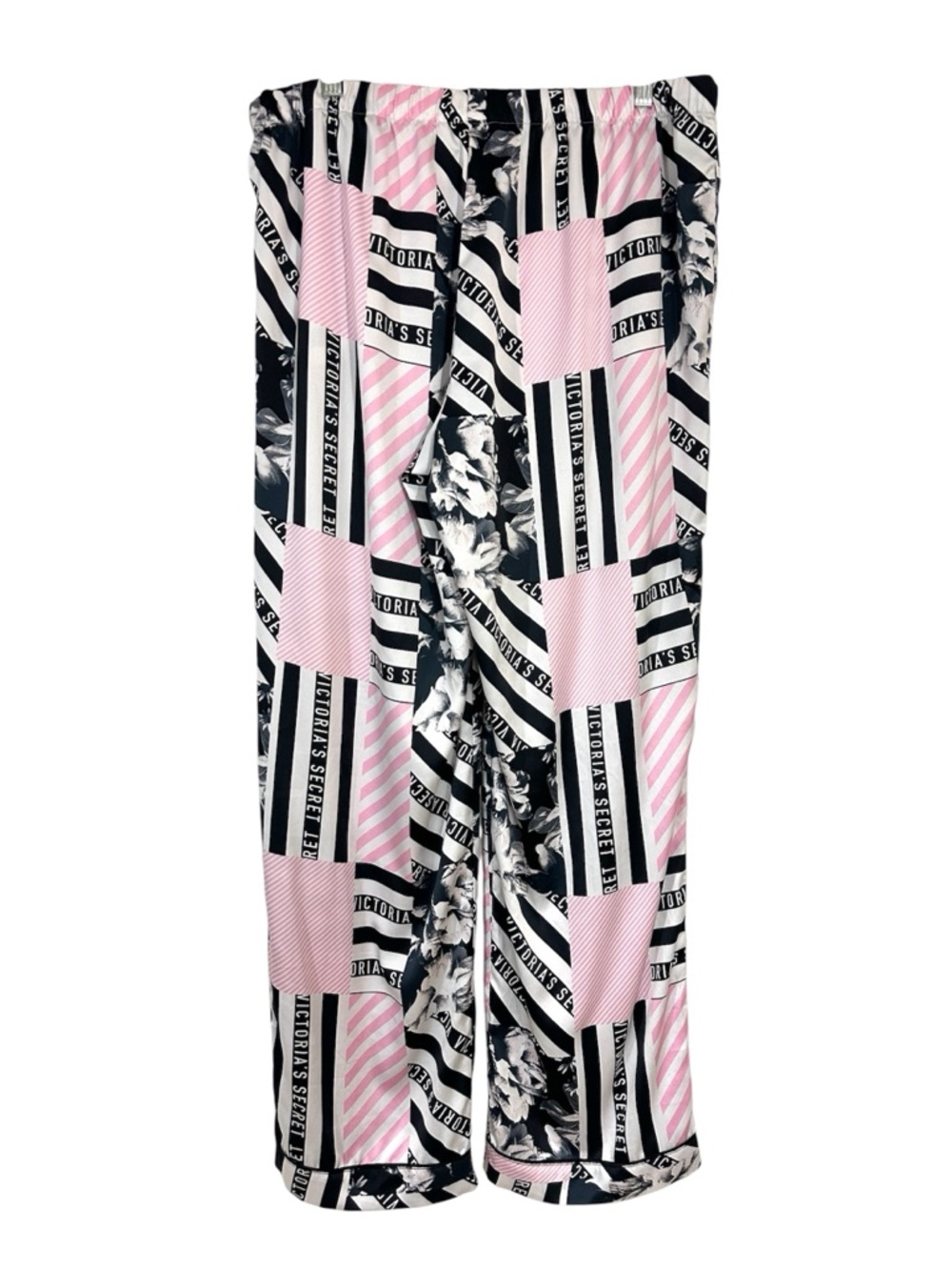 Victoria’s Secret Black And Pink Stripe Satin Pajama Lounge Pants - Picture 4 of 6